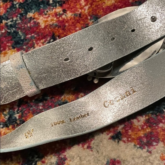 Cochni Real Leather Blue Rhinestone Buckle Belt - Picture 3 of 5